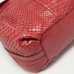 Chloe Red Python and Leather Medium Elsie Top Handle Bag
