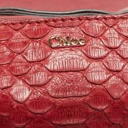 Chloe Red Python and Leather Medium Elsie Top Handle Bag