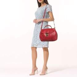 Chloe Red Python and Leather Medium Elsie Top Handle Bag
