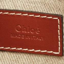 Chloe Brown/Beige Canvas and Leather Mini Woody Tote