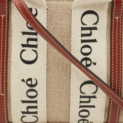 Chloe Brown/Beige Canvas and Leather Mini Woody Tote
