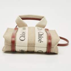 Chloe Brown/Beige Canvas and Leather Mini Woody Tote