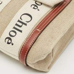 Chloe Brown/Beige Canvas and Leather Mini Woody Tote