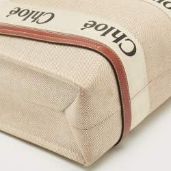 Chloe Beige/Brown Canvas Medium Woody Tote