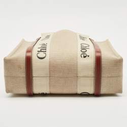 Chloe Beige/Brown Canvas Medium Woody Tote