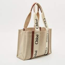 Chloe Beige/Brown Canvas Medium Woody Tote