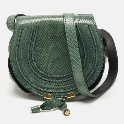 Chloe Green Snakeskin Mini Marcie Crossbody Bag