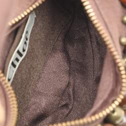 Chloe Brown Canvas Beads Embellished Hobo