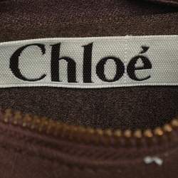 Chloe Brown Canvas Beads Embellished Hobo