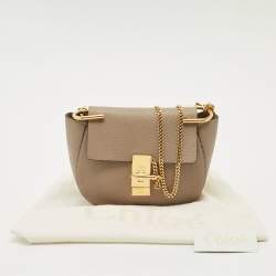 Chloe Taupe Grey Leather Small Drew Shoulder Bag