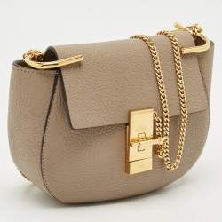 Chloe Taupe Grey Leather Small Drew Shoulder Bag
