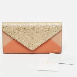 Chloe Tricolor Crinkled and Leather Envelope Flap Continental Wallet