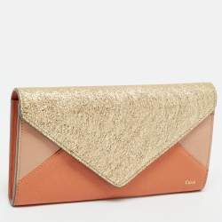 Chloe Tricolor Crinkled and Leather Envelope Flap Continental Wallet