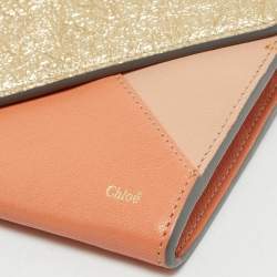 Chloe Tricolor Crinkled and Leather Envelope Flap Continental Wallet