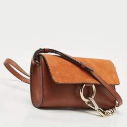 Chloe Brown Leather and Suede Mini Faye Shoulder Bag