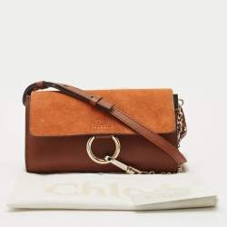 Chloe Brown Leather and Suede Mini Faye Shoulder Bag