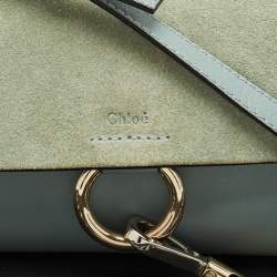 Chloe Light Blue Leather and Suede Mini Faye Shoulder Bag