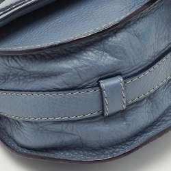 Pre Owned Chloe Blue Leather Mini Marcie Crossbody Bag