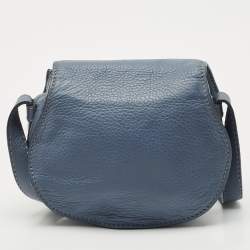Pre Owned Chloe Blue Leather Mini Marcie Crossbody Bag