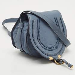 Pre Owned Chloe Blue Leather Mini Marcie Crossbody Bag