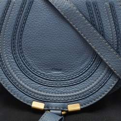 Pre Owned Chloe Blue Leather Mini Marcie Crossbody Bag