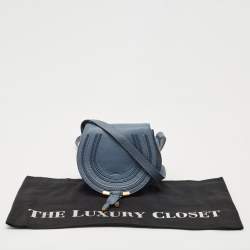 Pre Owned Chloe Blue Leather Mini Marcie Crossbody Bag