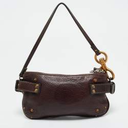 Pre Owned Chloe Dark Brown Leather Paddington Clutch Bag