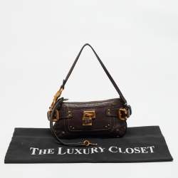 Pre Owned Chloe Dark Brown Leather Paddington Clutch Bag