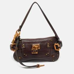 Chloe Dark Brown Leather Paddington Clutch Bag