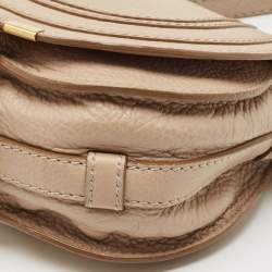 Pre Owned Chloe Beige Leather Mini Marcie Saddle Crossbody Bag