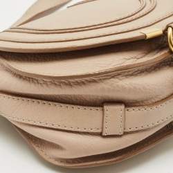 Pre Owned Chloe Beige Leather Mini Marcie Saddle Crossbody Bag