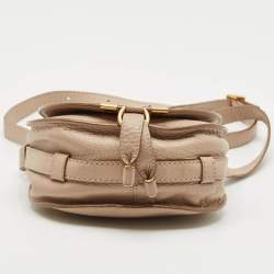 Pre Owned Chloe Beige Leather Mini Marcie Saddle Crossbody Bag