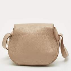 Pre Owned Chloe Beige Leather Mini Marcie Saddle Crossbody Bag