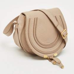 Pre Owned Chloe Beige Leather Mini Marcie Saddle Crossbody Bag