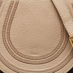 Pre Owned Chloe Beige Leather Mini Marcie Saddle Crossbody Bag