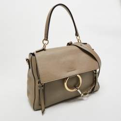 Pre Owned Chloé Motty Grey Leather Small Faye Day Shoulder Bag