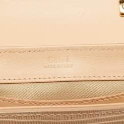 Pre Owned Chloé Peach Lizard Embossed Leather Mini C Top Handle Bag