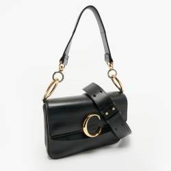 Pre Owned Chloe Black Leather C Top Handle Bag