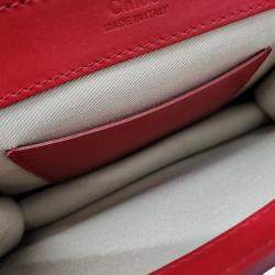 Pre Owned Chloe Red Leather C Chain Crossbody Bag