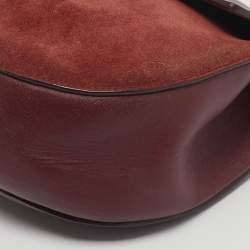 Pre Owned Chloe Burgundy Leather and Suede Medium Drew Shoulder Bag