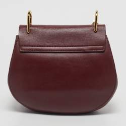 Pre Owned Chloe Burgundy Leather and Suede Medium Drew Shoulder Bag
