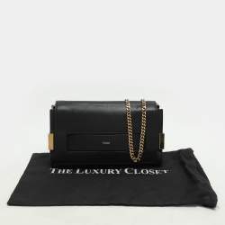 Pre Owned Chloe Black Leather and Python Trim Elle Chain Clutch