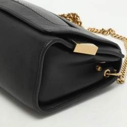 Pre Owned Chloe Black Leather and Python Trim Elle Chain Clutch