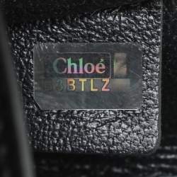 Pre Owned Chloe Black Leather and Python Trim Elle Chain Clutch