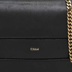 Pre Owned Chloe Black Leather and Python Trim Elle Chain Clutch