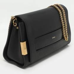 Pre Owned Chloe Black Leather and Python Trim Elle Chain Clutch