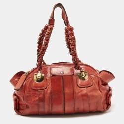Pre Owned Chloe Orange Leather Heloise Satchel