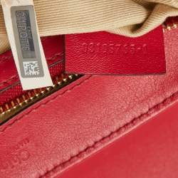 Pre Owned Chloe Red Croc Embossed Leather C Mini Top Handle Bag