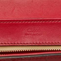 Pre Owned Chloe Red Croc Embossed Leather C Mini Top Handle Bag