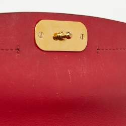 Pre Owned Chloe Red Croc Embossed Leather C Mini Top Handle Bag